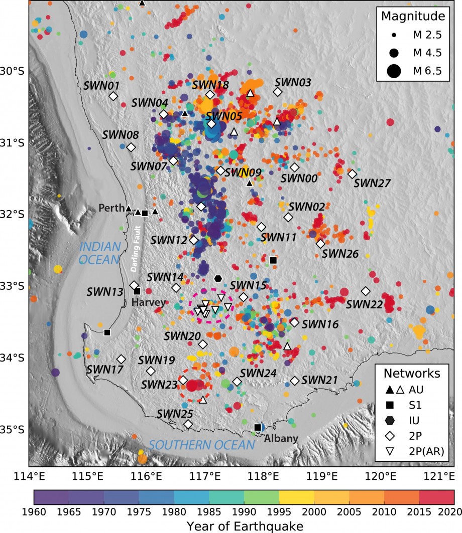 WA historical earthquakes and SWAN deployment