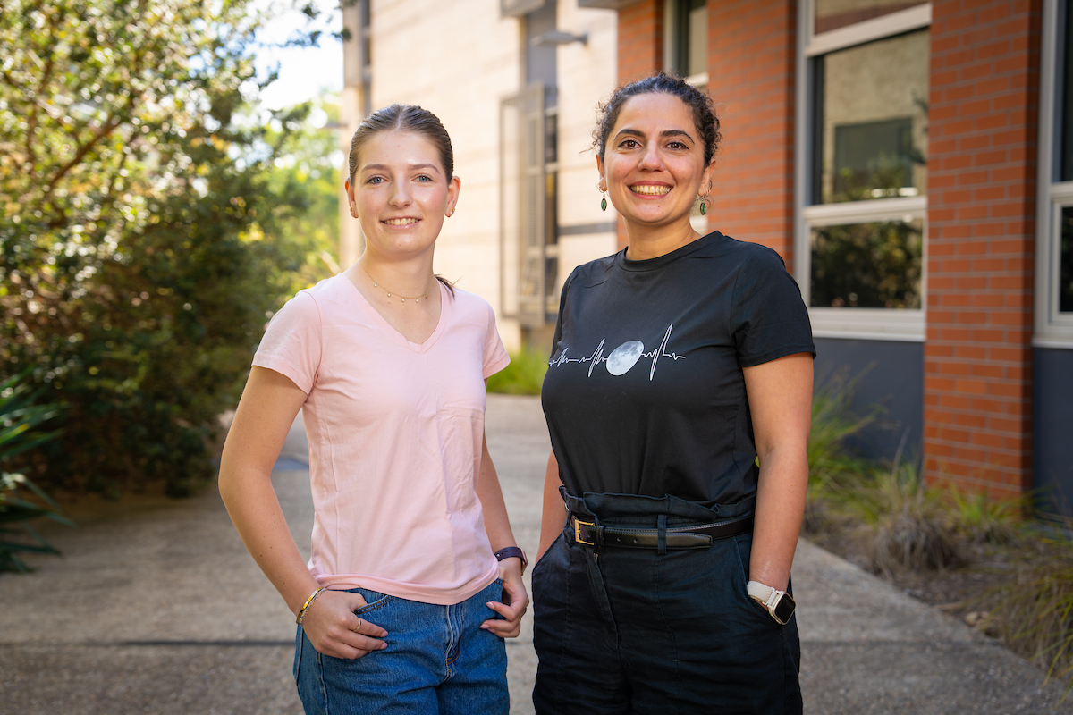 Jasmine Zollinger and Dr Sima Mousavi. Photo: Nic Vevers/ANU Two women
