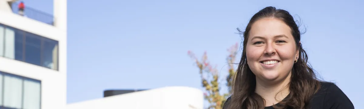 A student wearing ANU T-shirt