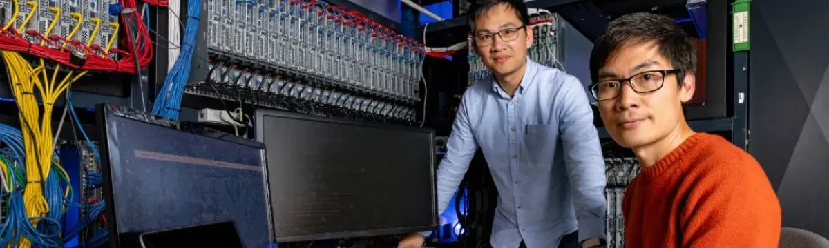 ANU seismologists Dr Thanh-Son Phạm and Jinyin Hu say monitoring the release of gases from volcanic sites can help better prepare for future events. Photo: Jamie Kidston/ANU