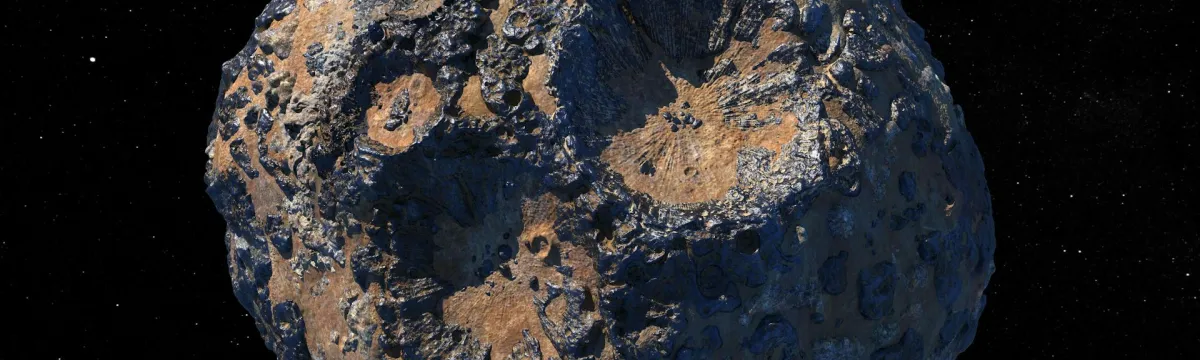 An illustration depicts the 140-mile-wide (226-kilometer-wide) asteroid Psyche. Photo by NASA / JPL-Caltech / ASU