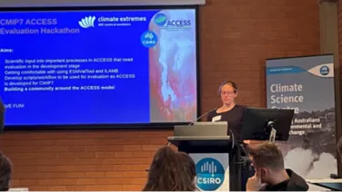 Dr Nicola Maher kicking off the Hackathon in Aspendale, Victoria this week. March 2024. Source: Dr Paige Martin.
